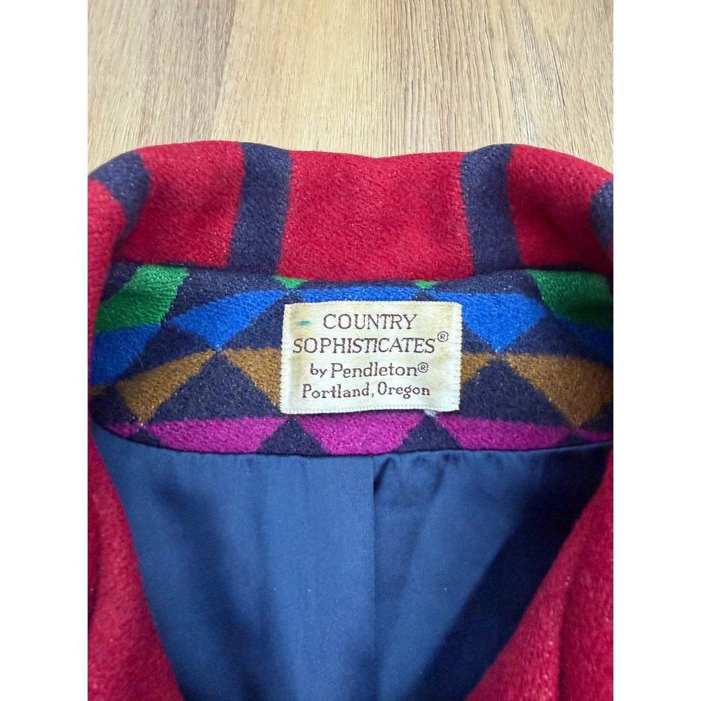 Vtg Pendleton Country Sophisticates Wool Southwestern Geometric Aztec Jacket - Picture 2 of 8